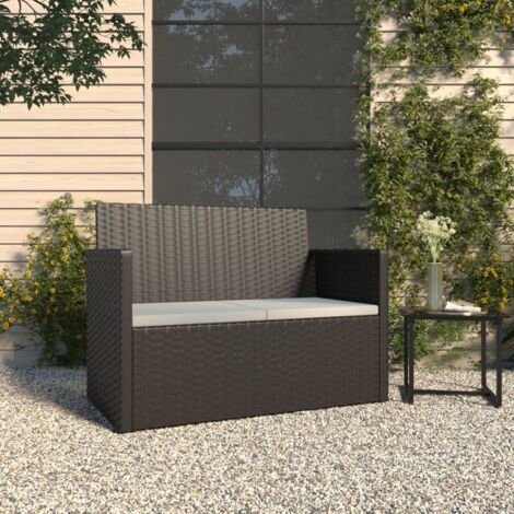 Panca da Giardino con Cuscini Nera 105 cm in Polyrattan vidaXL