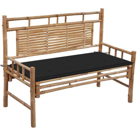 Panca da Giardino con Cuscino 120 cm in Bambu