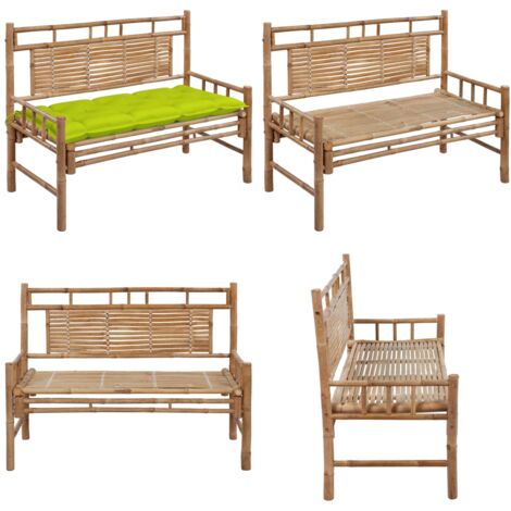 Panca da Giardino con Cuscino 120 cm in Bambù - Cuscino da giardino - Panca esterna