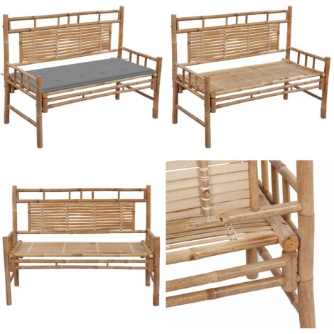 Panca da Giardino con Cuscino 120 cm in Bambù - Panca esterna - Cuscino da giardino