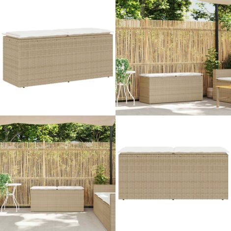 Panca da Giardino con Cuscino Beige 110x40x44 cm in Polyrattan - Cuscino da giardino - Rattan