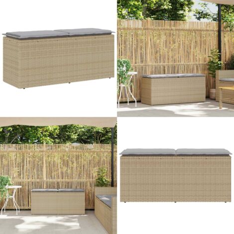 Panca da Giardino con Cuscino Beige 110x40x44 cm in Polyrattan - Cuscino da giardino - Rattan