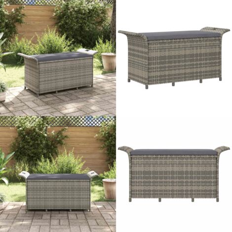 Panca da Giardino con Cuscino Grigio 116x46x57 cm in Polyrattan - Cuscino da giardino - Panca in rattan