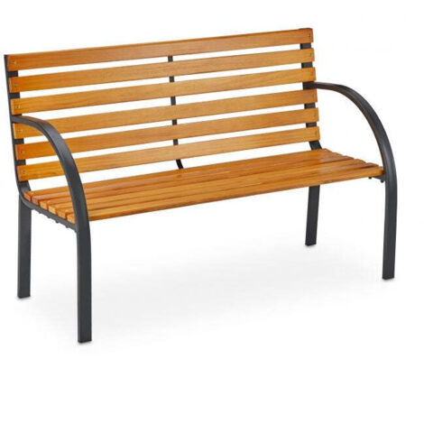 Panca da giardino con struttura in acciaio e legno naturale