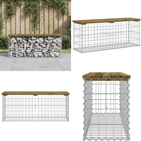 Panca da Giardino Design Gabbione 103x31,5x42cm Pino Impregnato - Seduta da esterno - Panca in legno impregnato