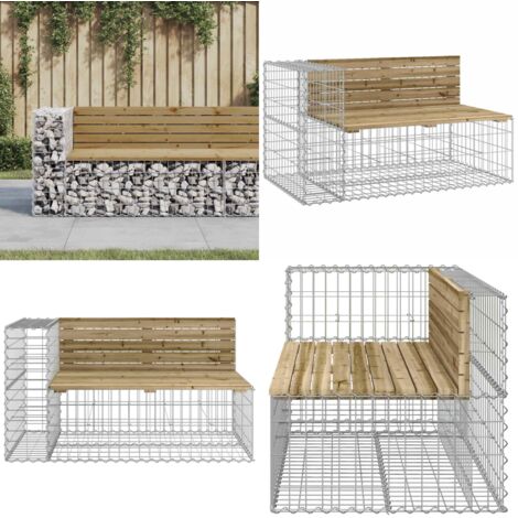 Panca da Giardino Design Gabbione 122x71x65,5cm Pino Impregnato - Seduta da esterno - Panca in legno impregnato