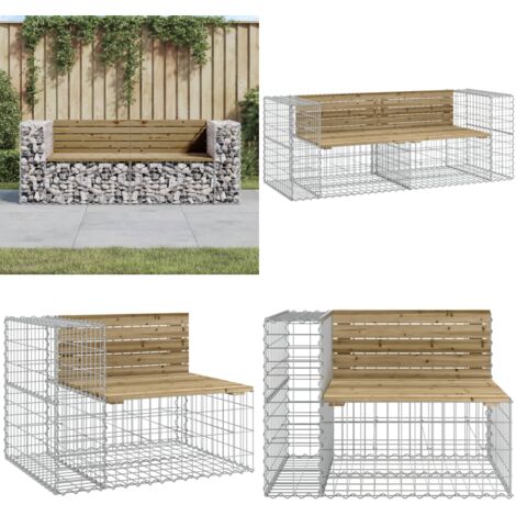 Panca da Giardino Design Gabbione 184x71x65,5cm Pino Impregnato - Seduta da esterno - Panca in legno impregnato