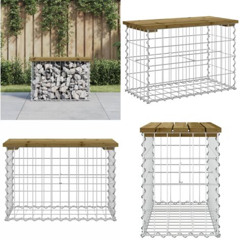 Panca da Giardino Design Gabbione 63x31,5x42 cm Pino Impregnato - Seduta all'aperto - Panca da parco