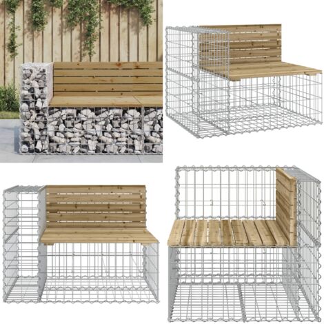 Panca da Giardino Design Gabbione 92x71x65,5 cm Pino Impregnato - Seduta da esterno - Panca in legno impregnato