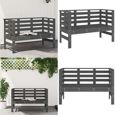 Panca da Giardino Grigia 111,5x53x71 cm Legno Massello di Pino - Panca in legno - Panca da patio