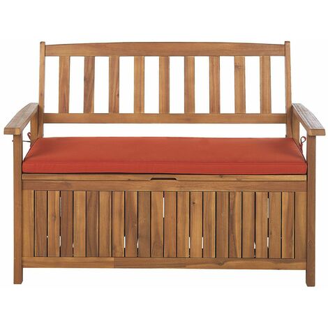 Panca da Giardino in Legno di Acacia con Cuscino Color Terracotta 160 cm Vivara