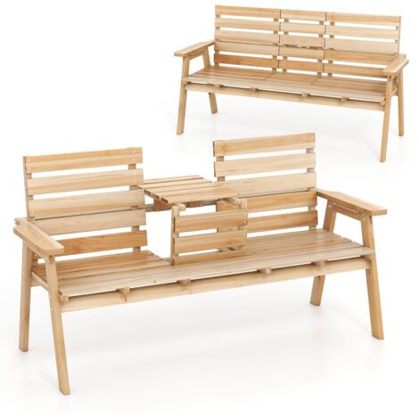 Panca da giardino in legno massello, panca da esterno a 2 posti, portata 320 kg, 160 x 64 x 86 cm, naturale