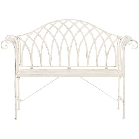 Panca da Giardino in Metallo Bianco Larghezza 130 cm Terrazza Balcone Milazzo
