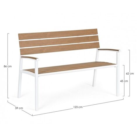 Panca da giardino "Isak" in acciaio e Poly wood, panchina per giardino e veranda verniciata a polvere -Bianco
