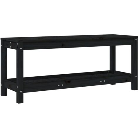 Panca da Giardino Nera 108x35x45 cm in Legno Massello di Pino vidaXL
