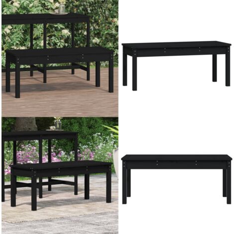 Panca da Giardino Nera 109x44x45 cm Legno Massello di Pino - Panca da patio - Panca in legno