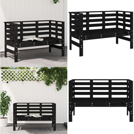 Panca da Giardino Nera 111,5x53x71 cm Legno Massello di Pino - Panca in legno - Panca da patio