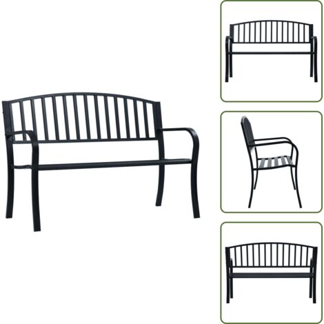Panca da giardino nera - vidaXL Panchina da Giardino 125 cm Nera in Acciaio - Panca da giardino 125 cm