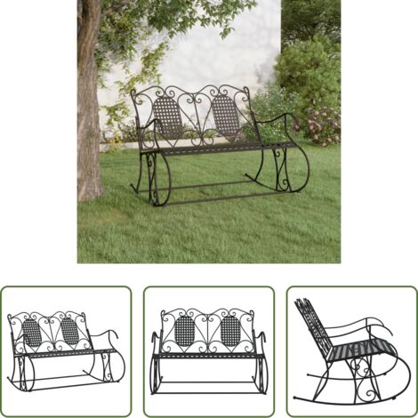 Panca da giardino -  Panca a Dondolo a 2 Posti 113 cm Nera in Acciaio