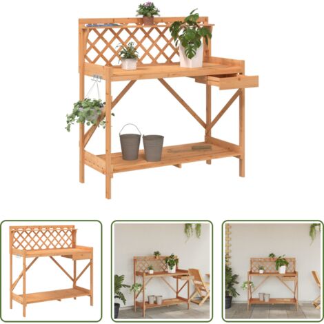 Panca da giardino -  Panca Porta Vasi con Traliccio Marrone Legno Massello di Abete