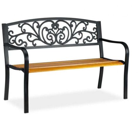 Panca da giardino rustica in metallo e legno