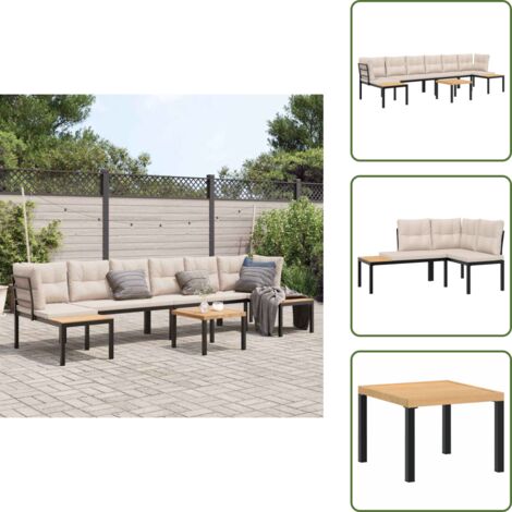 Panca da giardino - vidaXL Divani Giardino con Cuscini 5pz Neri Acciaio Verniciato Polvere - Mobili da esterno