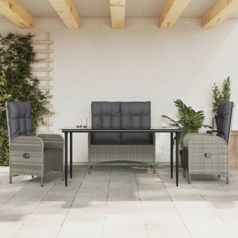 Panca da giardino - vidaXL Set da Pranzo da Giardino 4 pz con Cuscini in Polyrattan Grigio - Cuscini da pranzo