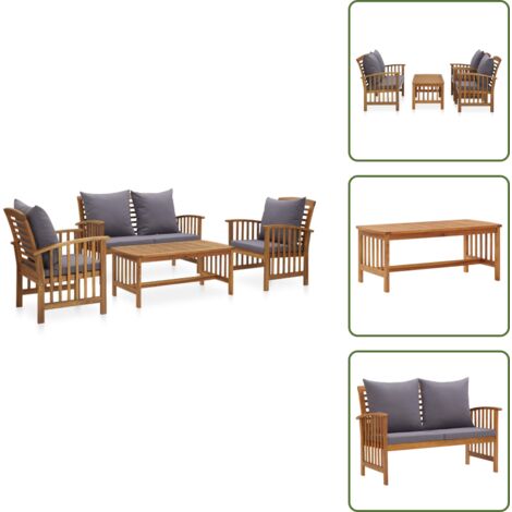 Panca da giardino - vidaXL Set Divani da Giardino 4 pz con Cuscini in Massello di Acacia - Cuscini da giardino