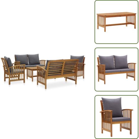 Panca da giardino - vidaXL Set Divani da Giardino 5 pz con Cuscini in Massello di Acacia - Cuscini da giardino