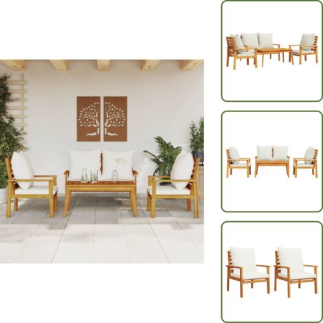 Panca da giardino - vidaXL Set Salotto da Giardino 4pz con Cuscini Legno Massello Acacia - Cuscini da giardino