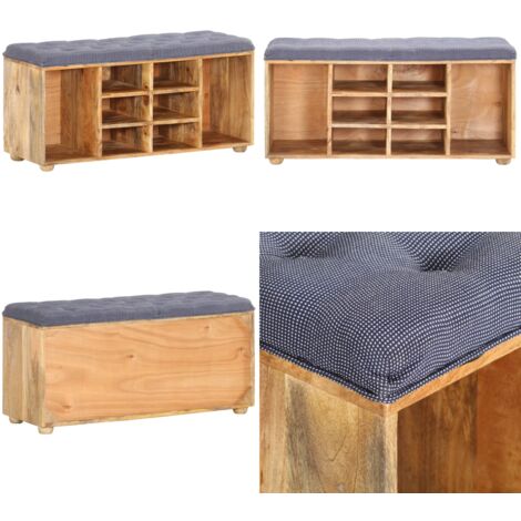 Panca da Ingresso 100x35x47 cm in Legno Massello di Mango - Panca in legno mango - Panca con scomparti