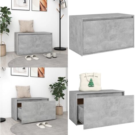Panca da Ingresso 80x40x45 cm Grigio Cemento in Truciolato - Truciolato - Ingresso