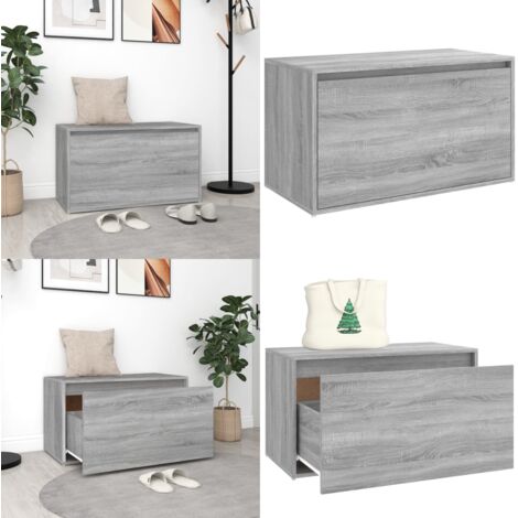 Panca da Ingresso 80x40x45 cm Grigio Sonoma Legno Multistrato - Panca da corridoio - Panca in legno