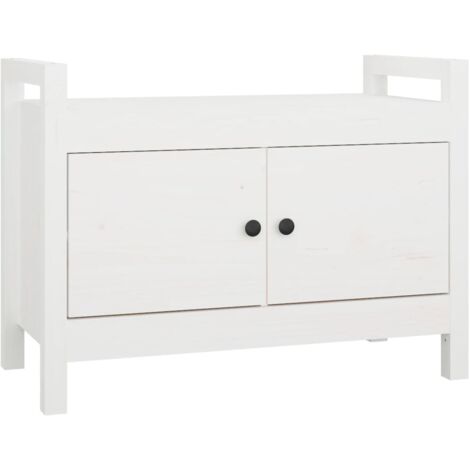 Panca da ingresso panca 80 x 40 x 60 cm in legno massello di pino bianco 020011027