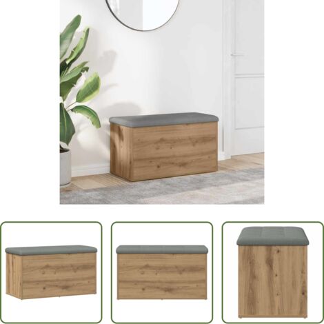 Panca da ingresso -  Panca contenitore artigianale in rovere 82x42x45 cm in legno ingegnerizzato
