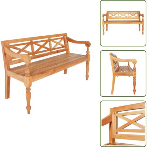 Panca da interno - vidaXL Panca Batavia 123 cm in Legno Massello di Mogano Marrone Chiaro -