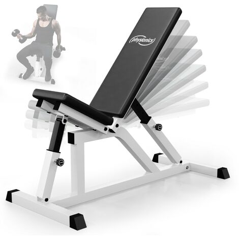 Panca da Palestra - Piana o Reclinabile, Schienale Regolabile in 7 Livelli, Sedile Regolabile in 4 Posizioni, Carico Massimo 200