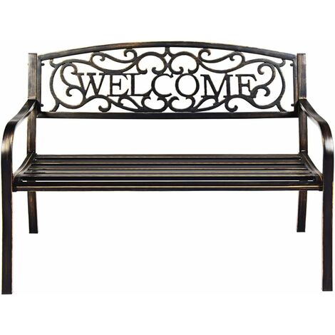 Panca da Parco in Metallo, Panchina da Giardino in Stile Antico, Panchina da Esterno con Braccioli,127 x 63,5 x 89 cm (bronzo)