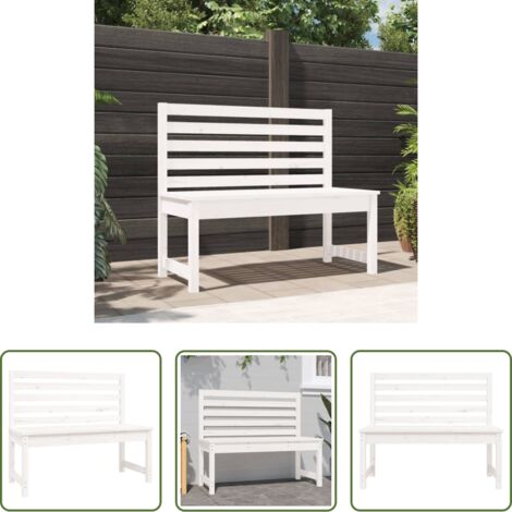 Panca da patio -  Panca da Giardino Bianca 109 cm in Legno Massello di Pino