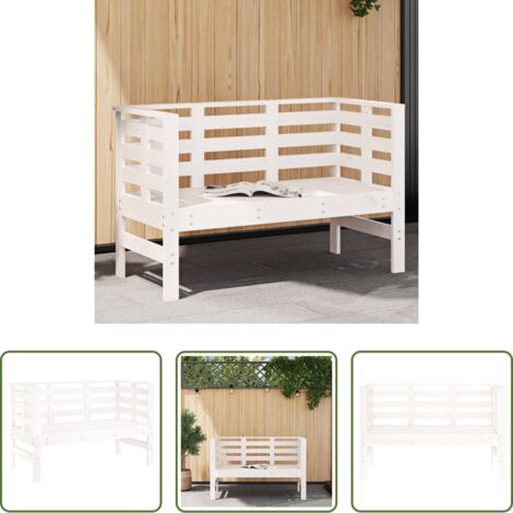 Panca da patio -  Panca da Giardino Bianca 111,5x53x71 cm Legno Massello di Pino