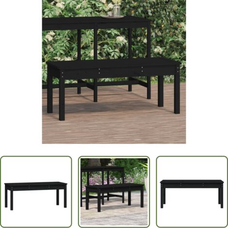 Panca da patio -  Panca da Giardino Nera 109x44x45 cm Legno Massello di Pino