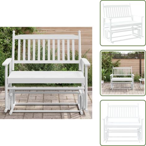Panca da patio - vidaXL Panca a Dondolo Bianca 118x70x104,5 cm Legno Massello di Pioppo - Panca da esterno