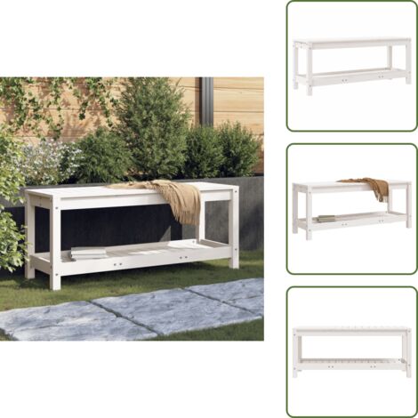 Panca da patio - vidaXL Panca da Giardino Bianca 108x35x45 cm Legno Massello di Pino - Panca da terrazzo