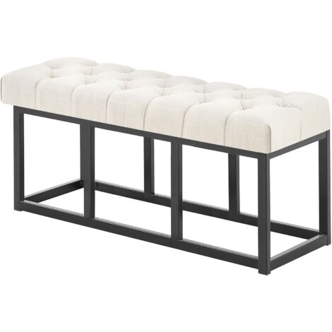 Panca design AMUN in metallo nero opaco e tessuto crema 100 cm