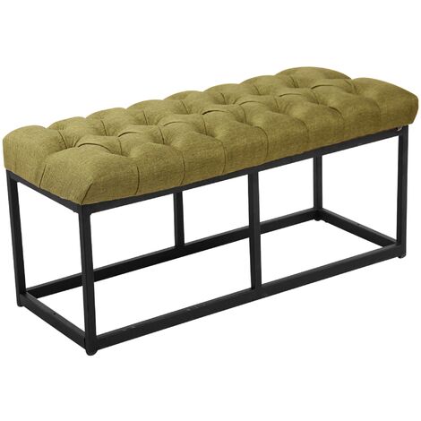 Panca design AMUN in metallo nero opaco e tessuto verde 100 cm