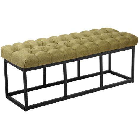 Panca design AMUN in metallo nero opaco e tessuto verde 120 cm