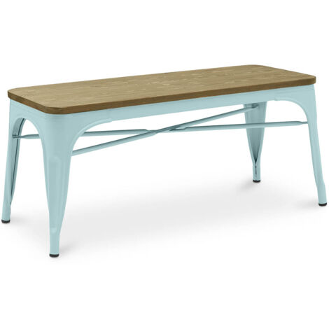 Panca - Design Industriale - Legno e Metallo - Stylix Azurro