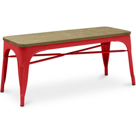 Panca - Design Industriale - Legno e Metallo - Stylix Rosso