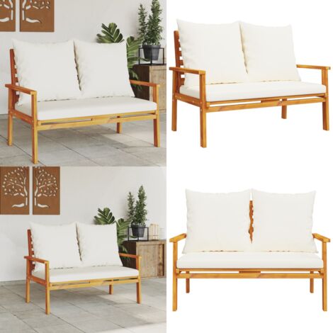 Panca Divano da Giardino 120 cm Cuscini Legno Massello Acacia - Divano da giardino - Seduta da esterno