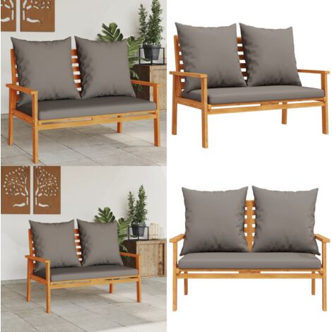 Panca Divano da Giardino 120 cm Cuscini Legno Massello Acacia - Divano da giardino - Seduta da esterno